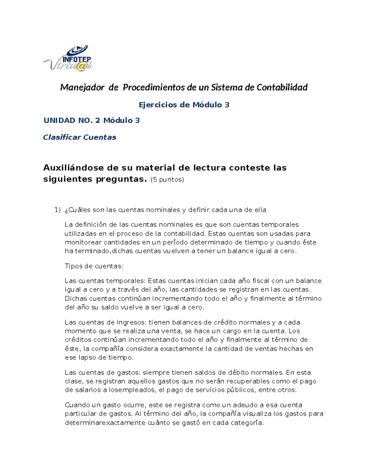 Actividad No. 1 Unidad 1 Lleno Modulo 3 - Manejador De Procedimientos ...