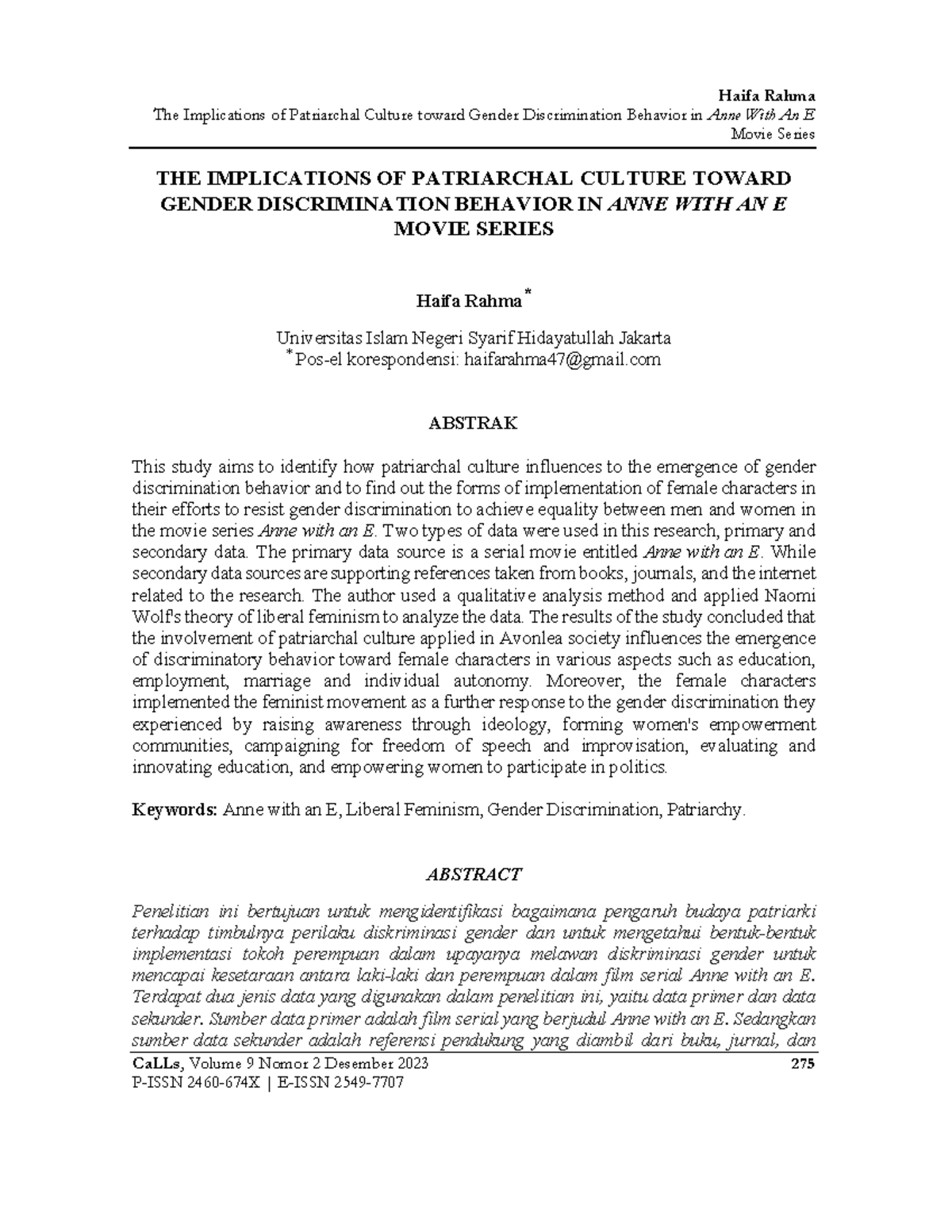 12693 39405 1 PB - hola - The Implications of Patriarchal Culture ...