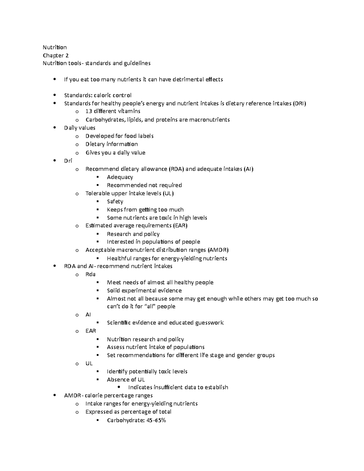 Nutrition Lecture 4 - Chapter 2 Notes Completed - Nutrition Chapter 2 ...