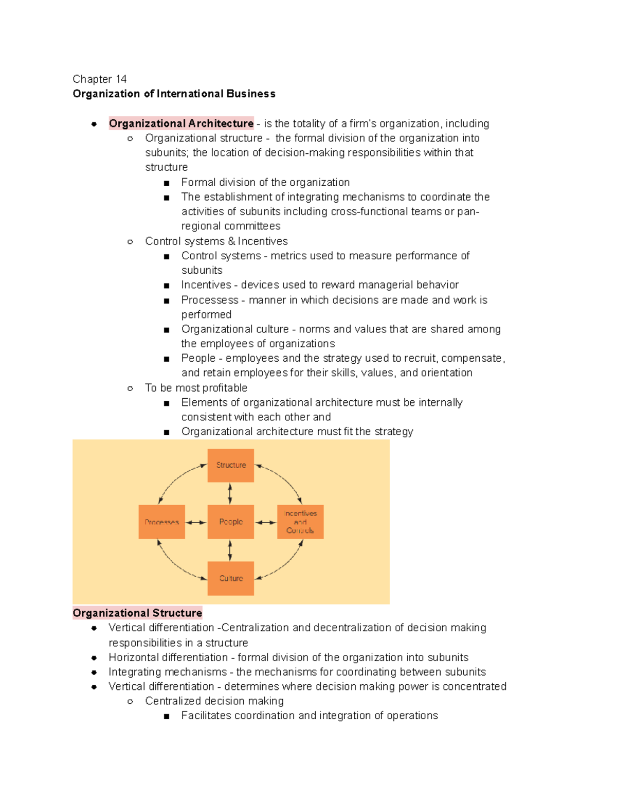 Chapter 14 - Notes - Chapter 14 Organization Of International Business ...