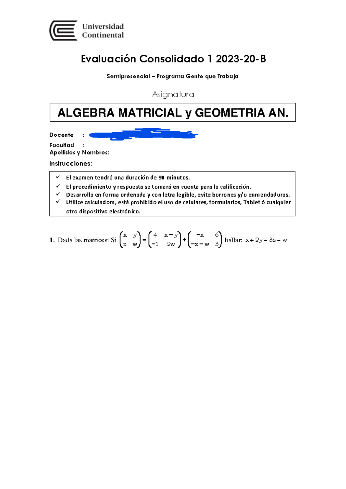 Evaluacion Consolidado 1 - Evaluación Consolidado 1 2023 - 20 - B ...