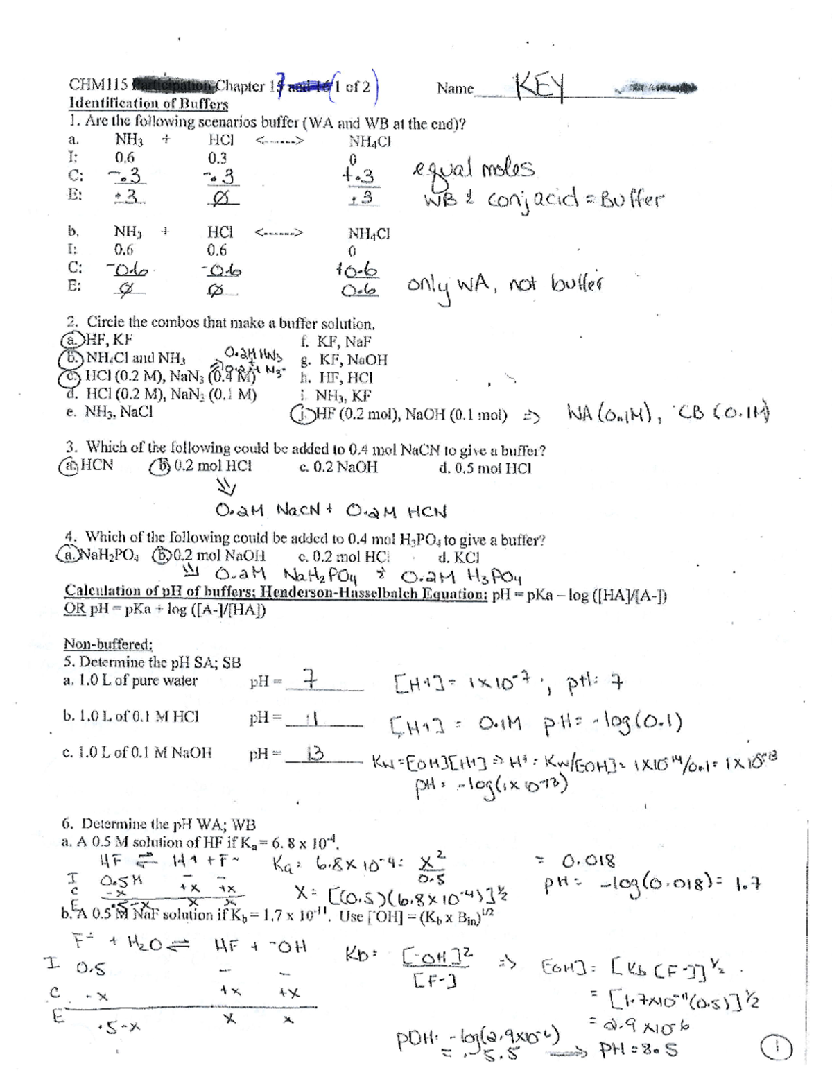 CHM115 WS Problems Chapter 17 Key - (-nivlrt-,l-ltaFt€t'tilre-il;t 01 I ...