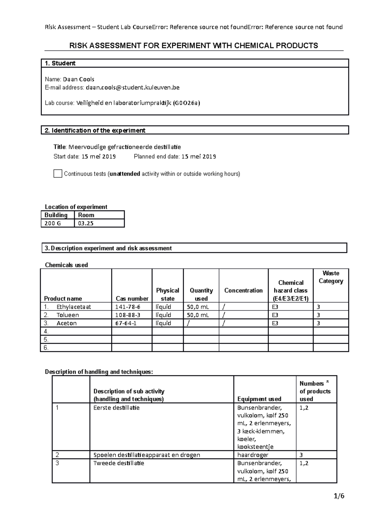 R5 practicum 6 gefractioneerde destilatie labopraktijk - Risk ...