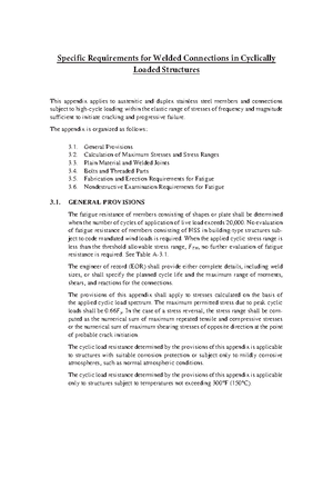 Specific Requirements for Welded Connections in Cyclically Loaded Structures