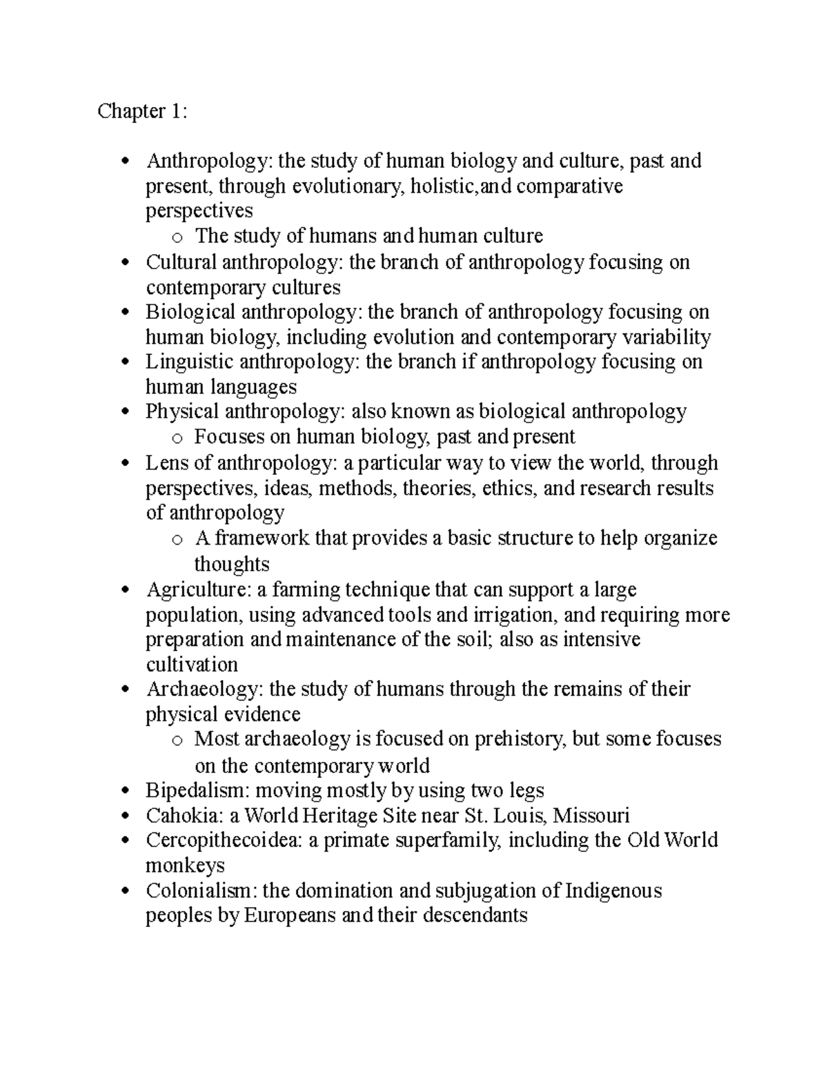 Anth 100 - Lecture notes - Chapter 1: Anthropology: the study of human ...