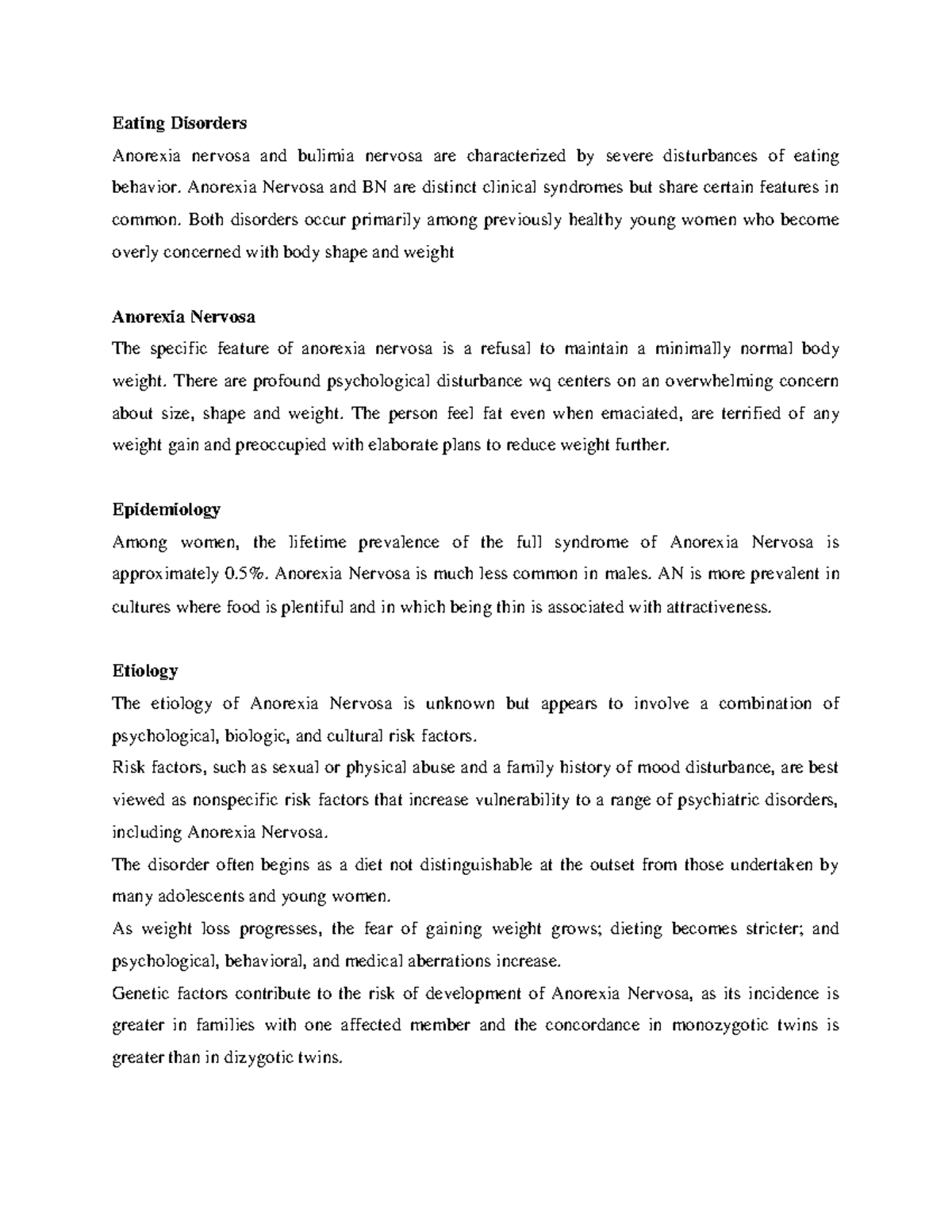 4. Eating Disorders - OKAY - Eating Disorders Anorexia nervosa and ...