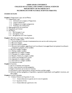 Course outline Math 1041-1 - Applied Mathematics I - AAU - Studocu