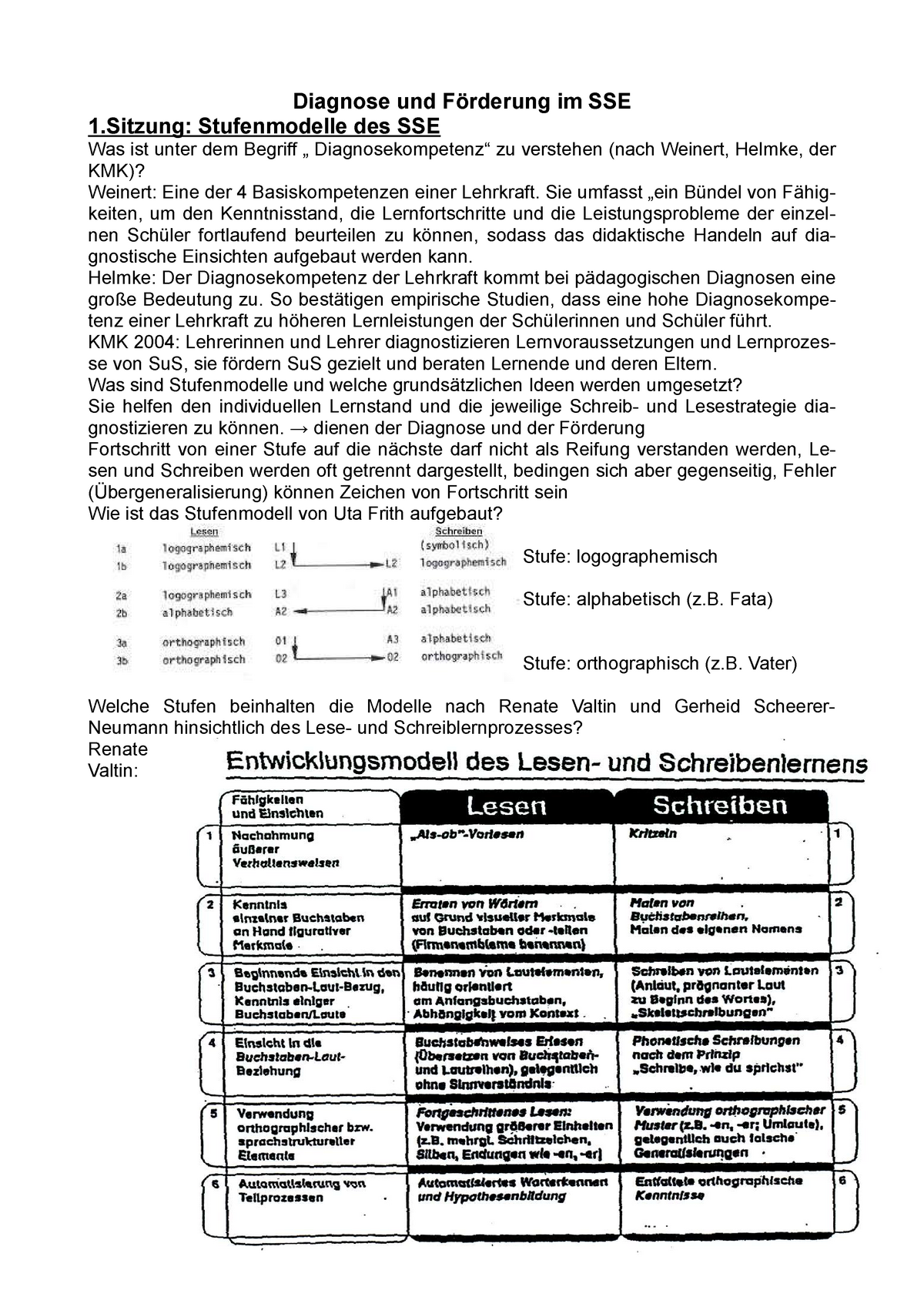 Zusammenfassung SSE P Diagnose und Förderung im Schriftspracherwerb -  Diagnose und Förderung im SSE - Studocu