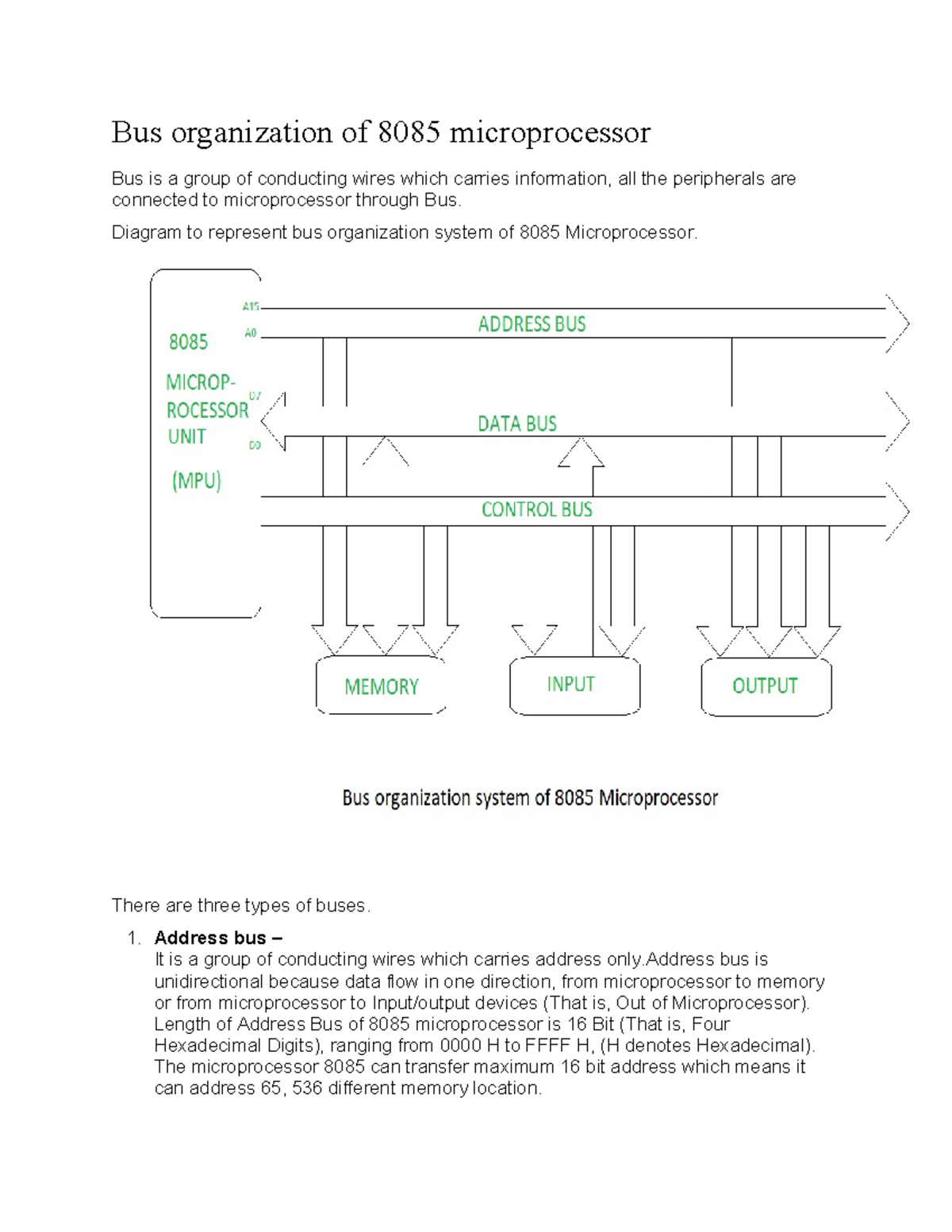 Data flow & Bus organization - Bus organization of 8085 microprocessor ...