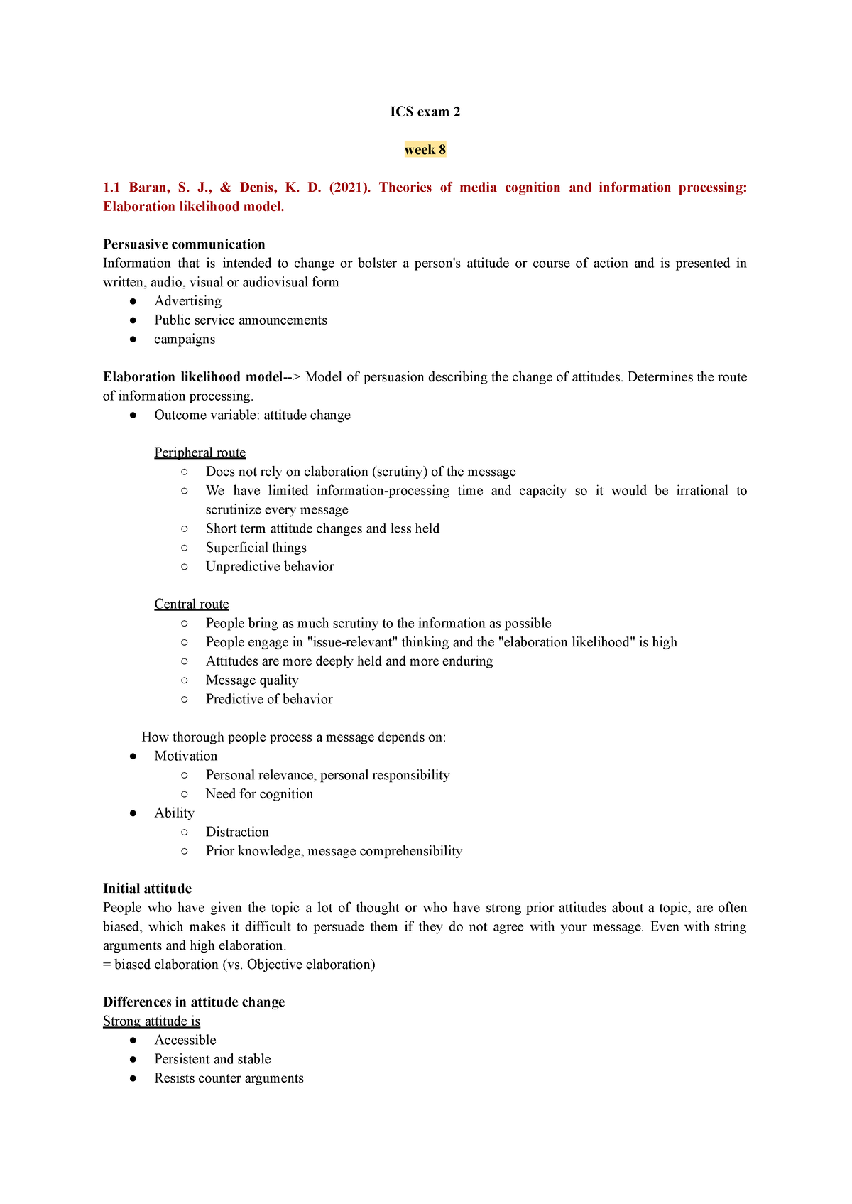 ICS Exam 2 - Samenvatting Mass Communication Theory - ICS Exam 2 Week 8 ...