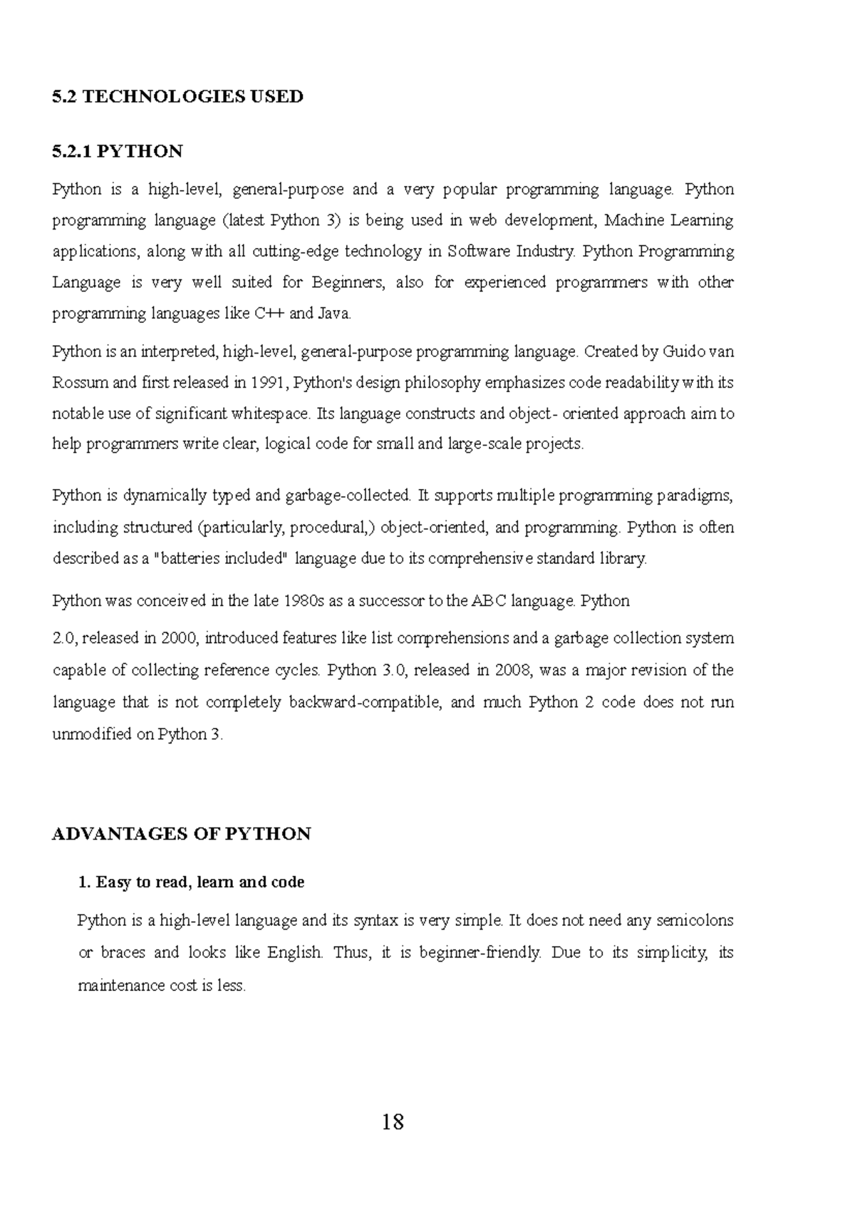 Sahith Project Report removed - 5 TECHNOLOGIES USED 5.2 PYTHON Python ...