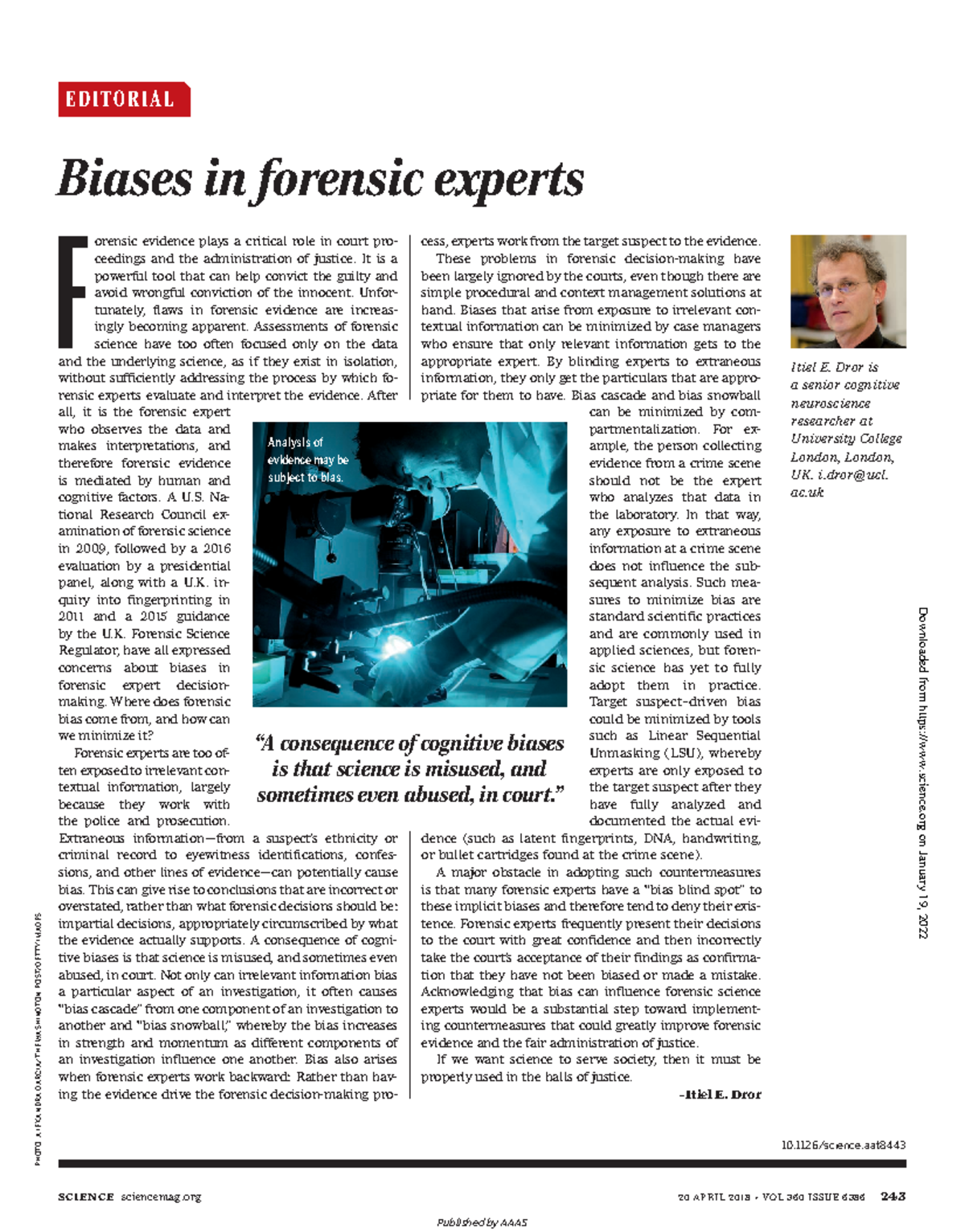 Bias In Forensic Science - F Orensic Evidence Plays A Critical Role In ...