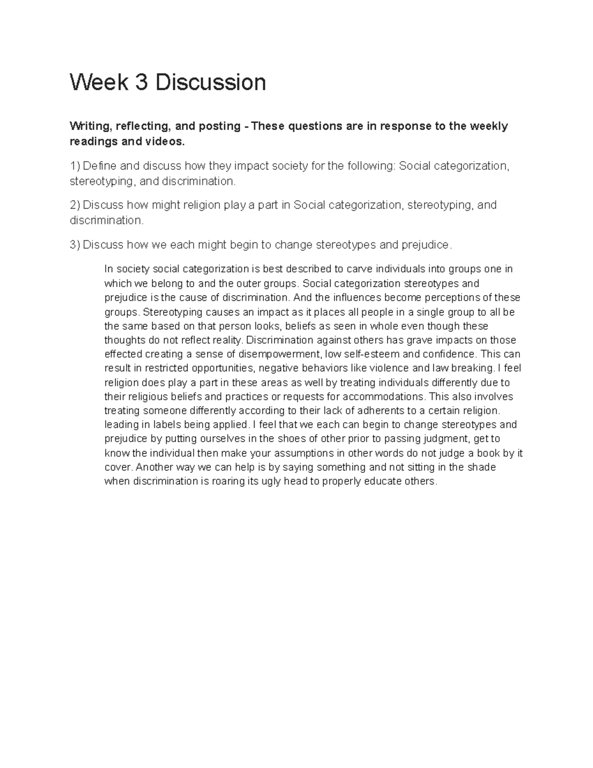 Week 3(27) - Google Docs - Week 3 Discussion 32 Writing, reflecting ...