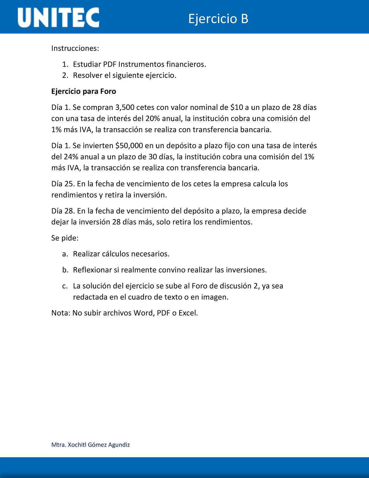 Ejercicio B - Contabilidad Avanzada - Mtra. Xochitl Gómez Agundiz ...