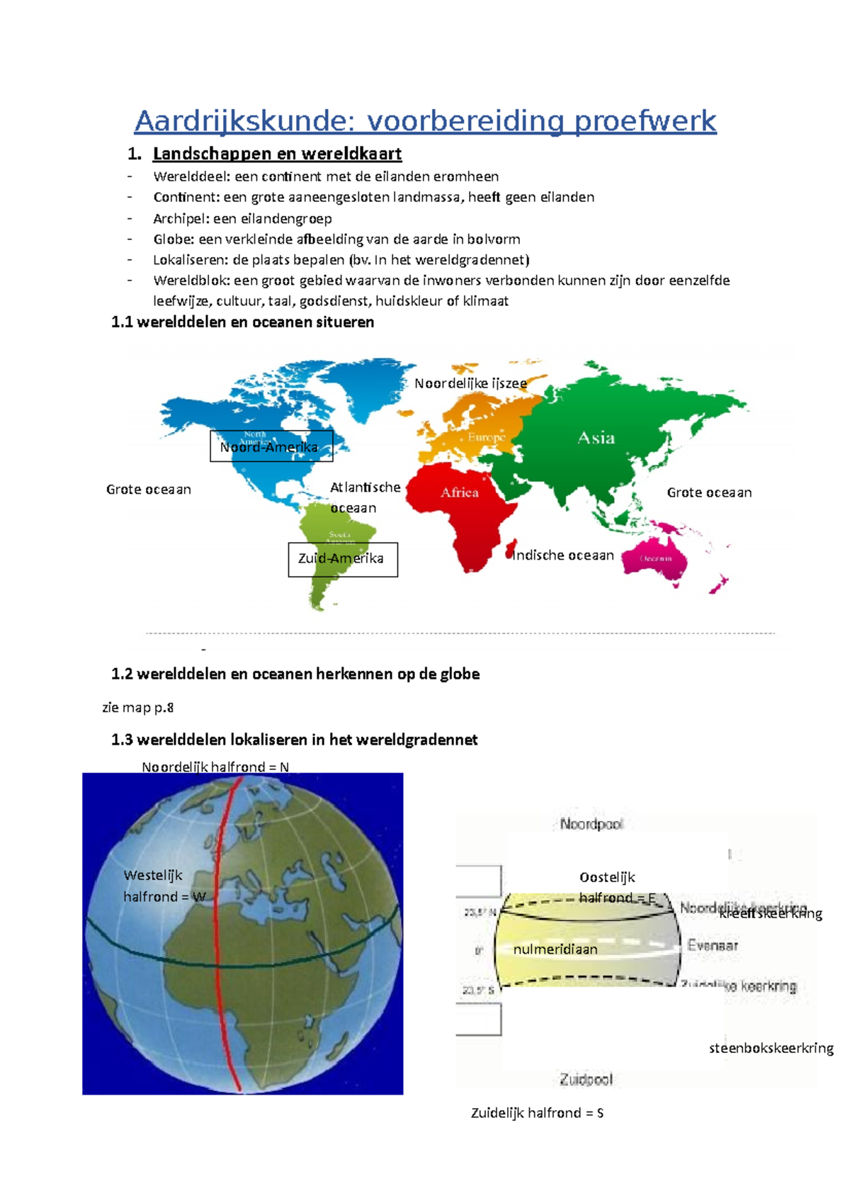 Samenvatting PW Trim 1 - Aardrijkskunde: Voorbereiding Proefwerk 1 ...