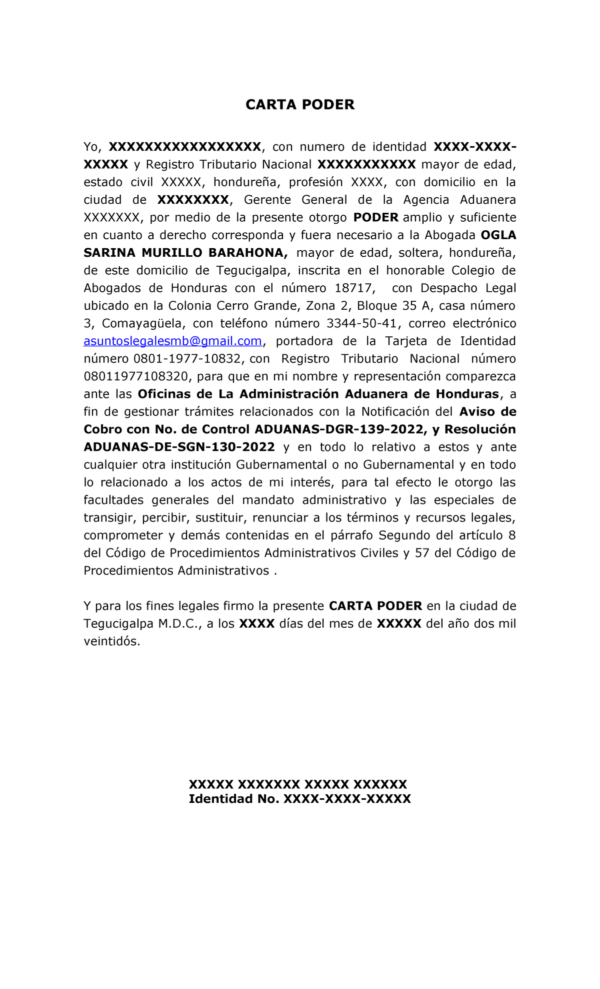 Modelo DE Poder Utilizado PARA Tramites ANTE Aduanas - CARTA PODER Yo ...