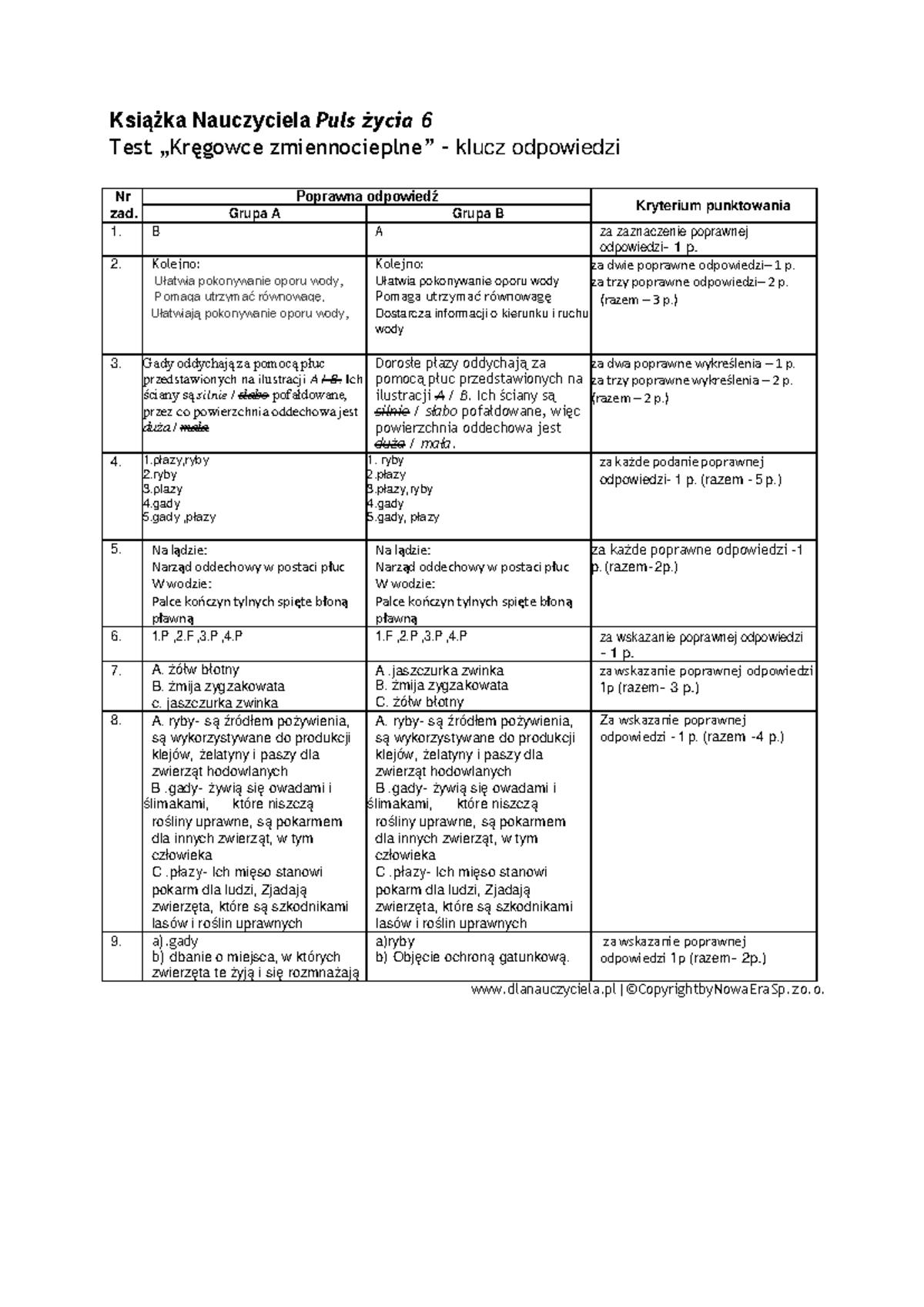 Odpowiedzi-po-dziale-IV- Kręgowce zmiennocieplne - Książka Nauczyciela