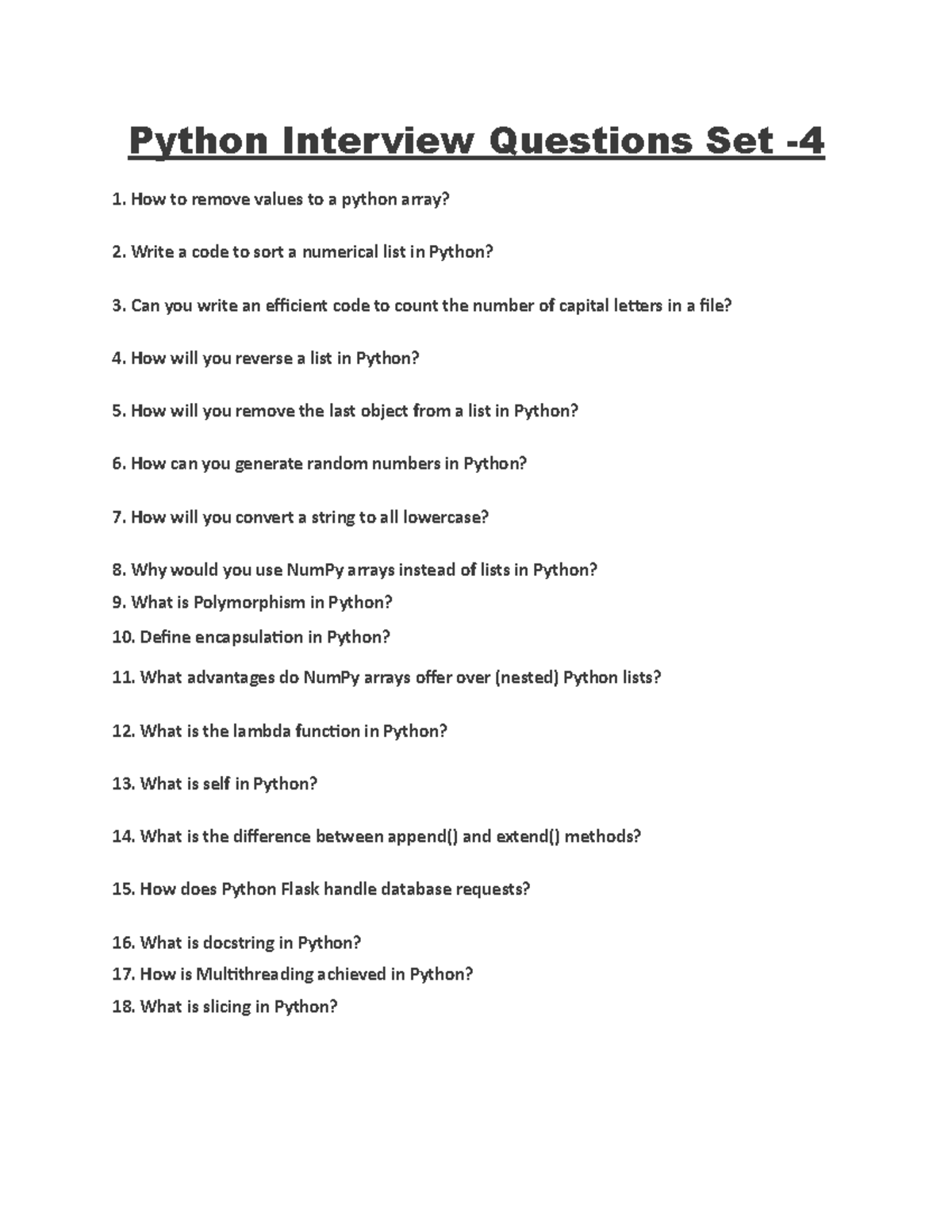 Python Interview Questions Set-4 - Which one of the following is not ...