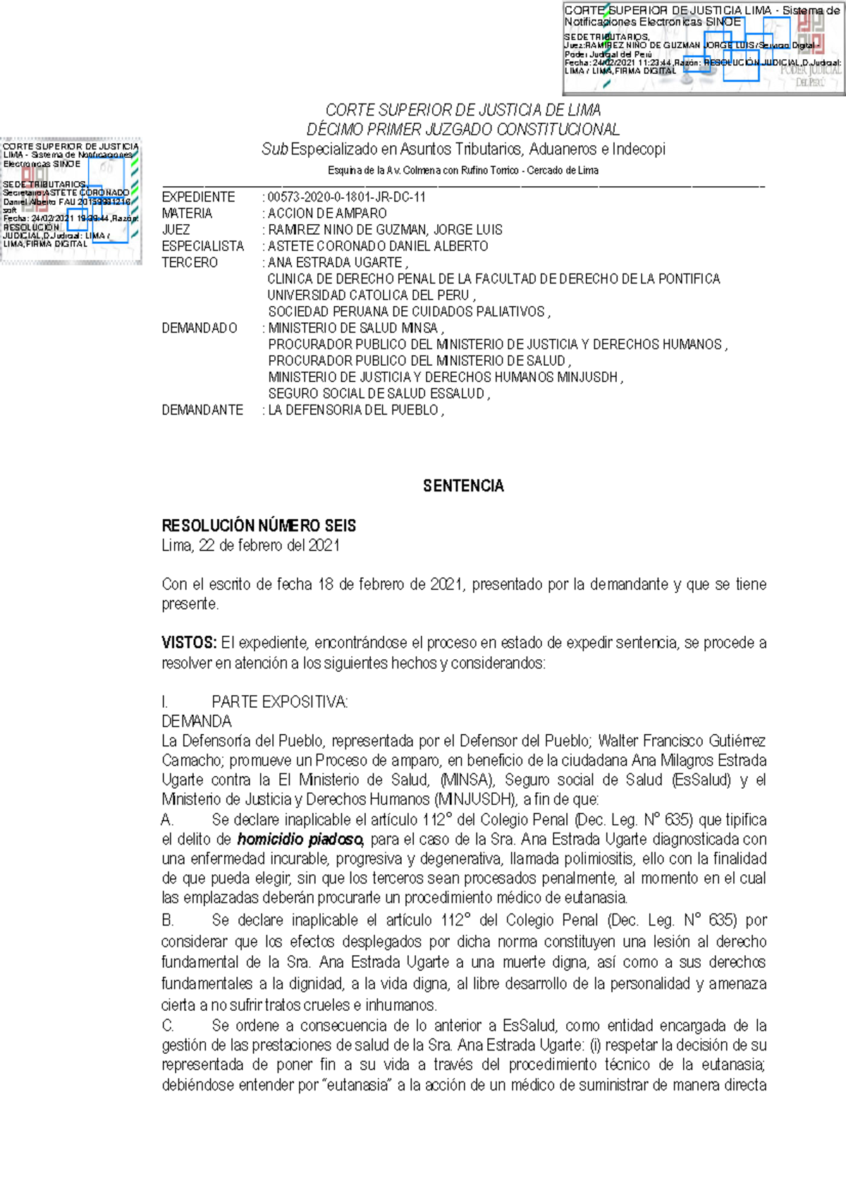 D Sentencia Ana Estrada 250221 - CORTE SUPERIOR DE JUSTICIA DE LIMA ...