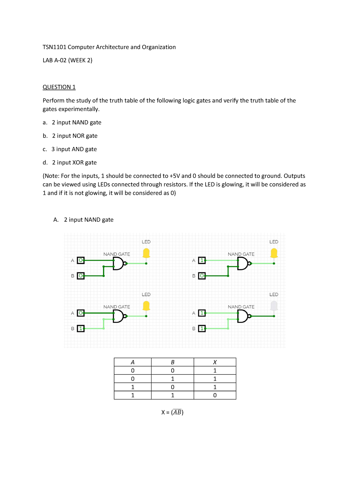 Computer Architecture - A. 2 Input NAND Gate B. 2 Input NOR Gate C. 3 ...