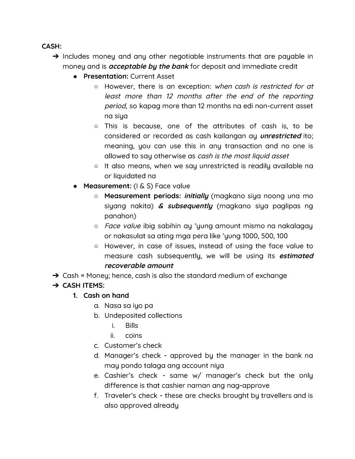 Intermediate- Accounting-1 - CASH: Includes Money And Any Other ...