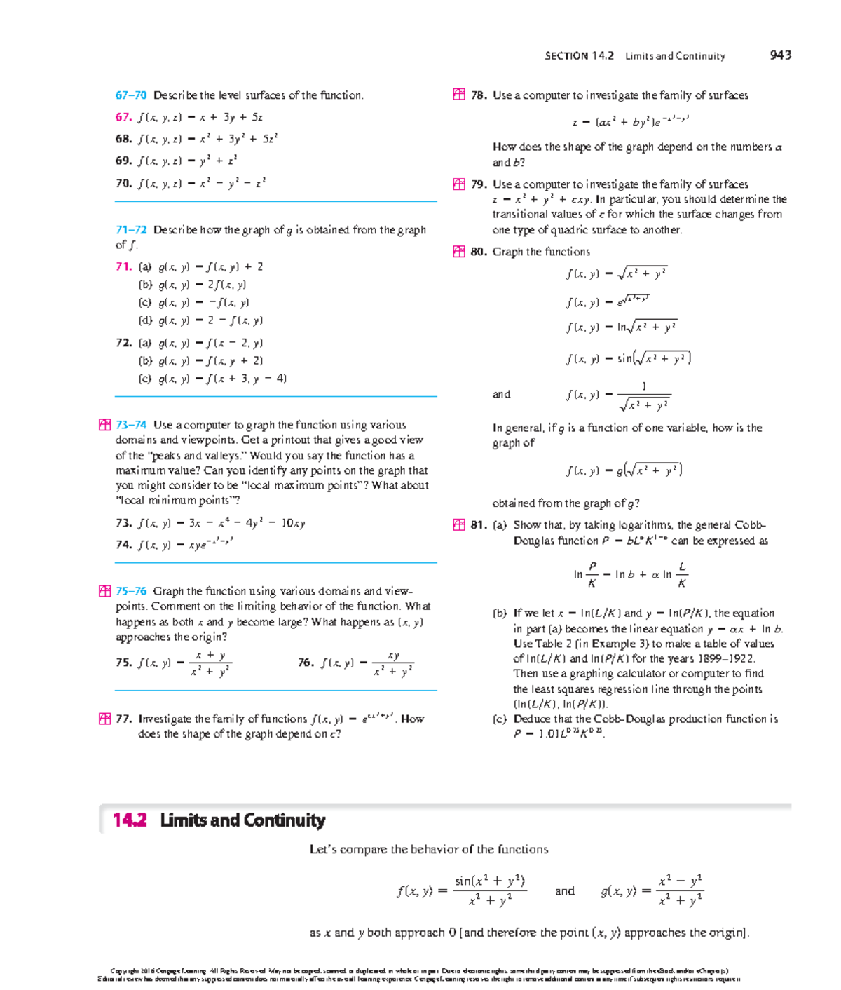 Math ch-14-2 - math work - SECTION 14 Limits and Continuity 943 78. Use ...