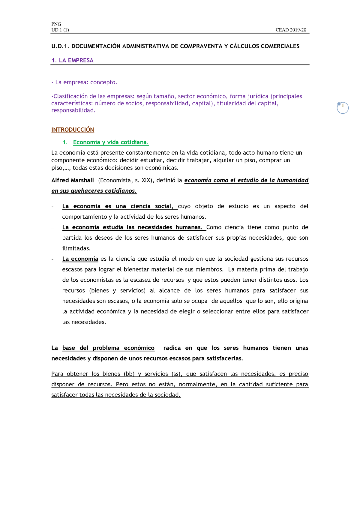 UT1(1)1920 - La Empresa Y Su Clasificación. - UD (1) CEAD 2019- 1 U.D ...