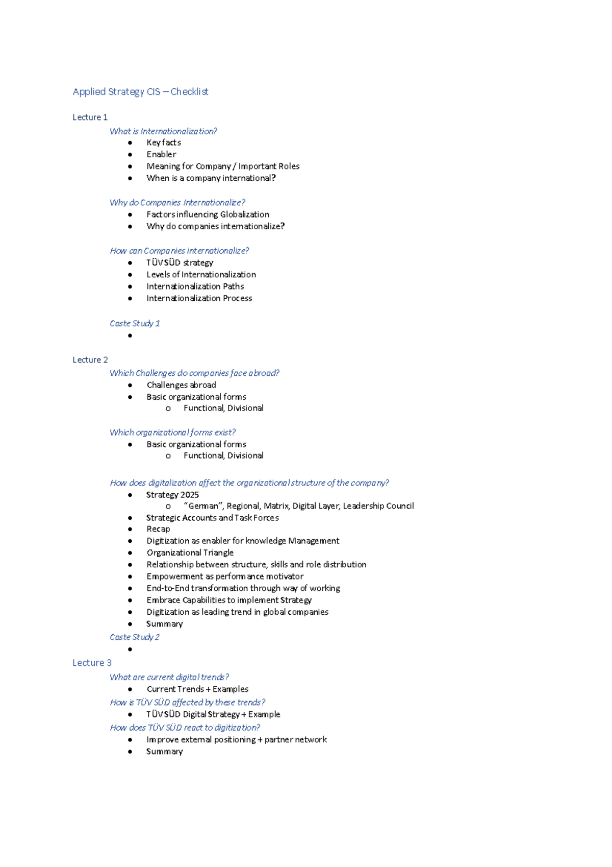 Applied Strategy Checklist - Applied Strategy CIS Checklist Lecture 1 ...