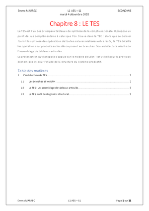 Chapitre 4 - Le Tableau économique D’ensemble (TEE) - Emma MARREC L1 ...