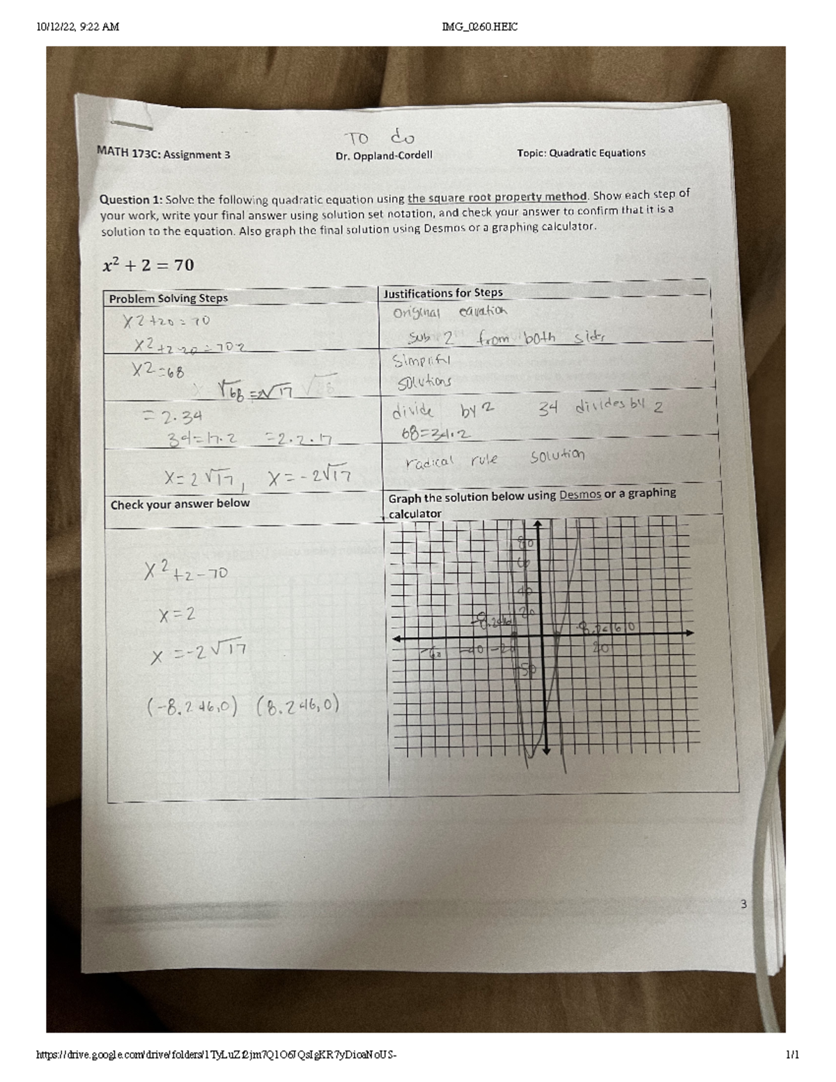 IMG 0260 - math class - TO do MATH 173C: Assignment 3 Dr. Topic ...