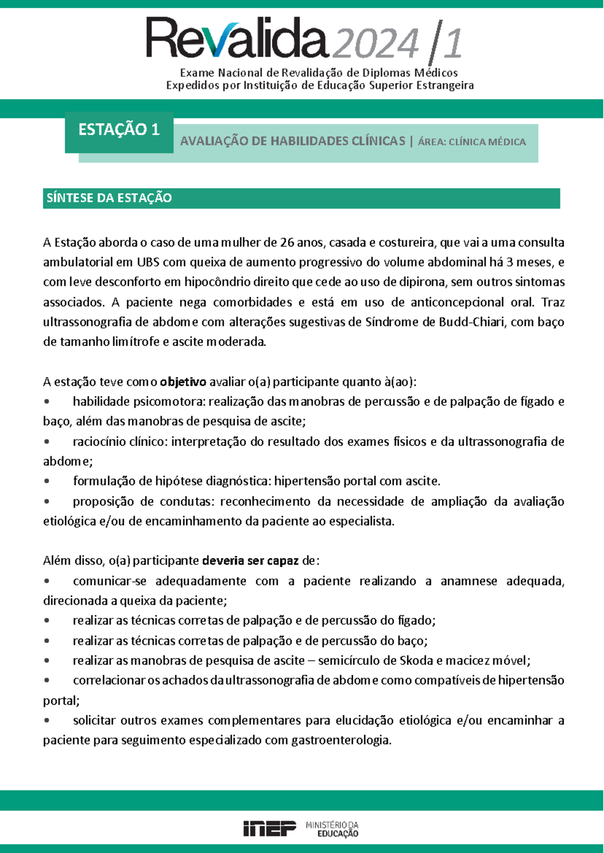 2024 1 PEP publicacao - prova pratica - Exame Nacional de Revalidação ...