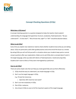 Do You CCQ? Concept Checking Questions ESL Classroom