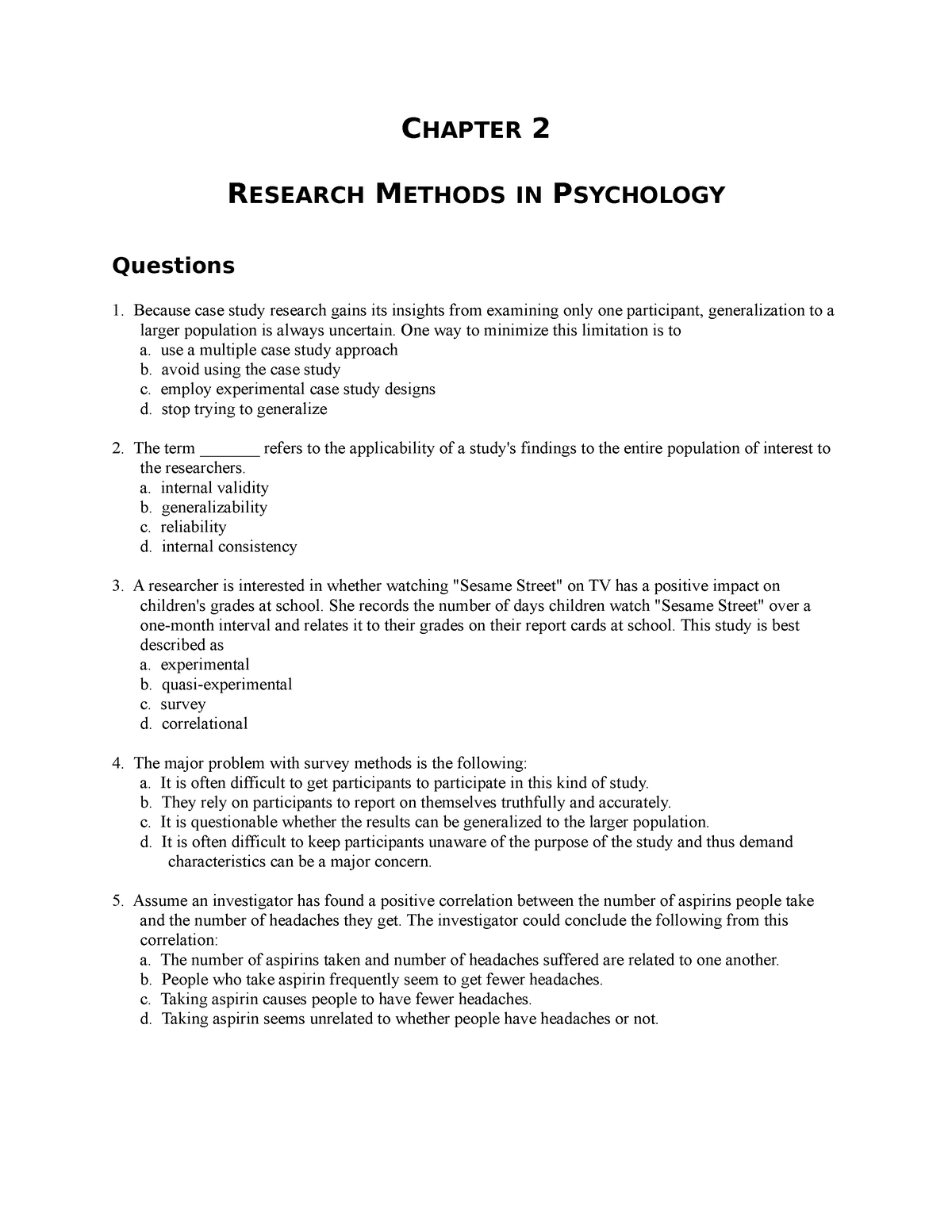 research methods in psychology questions