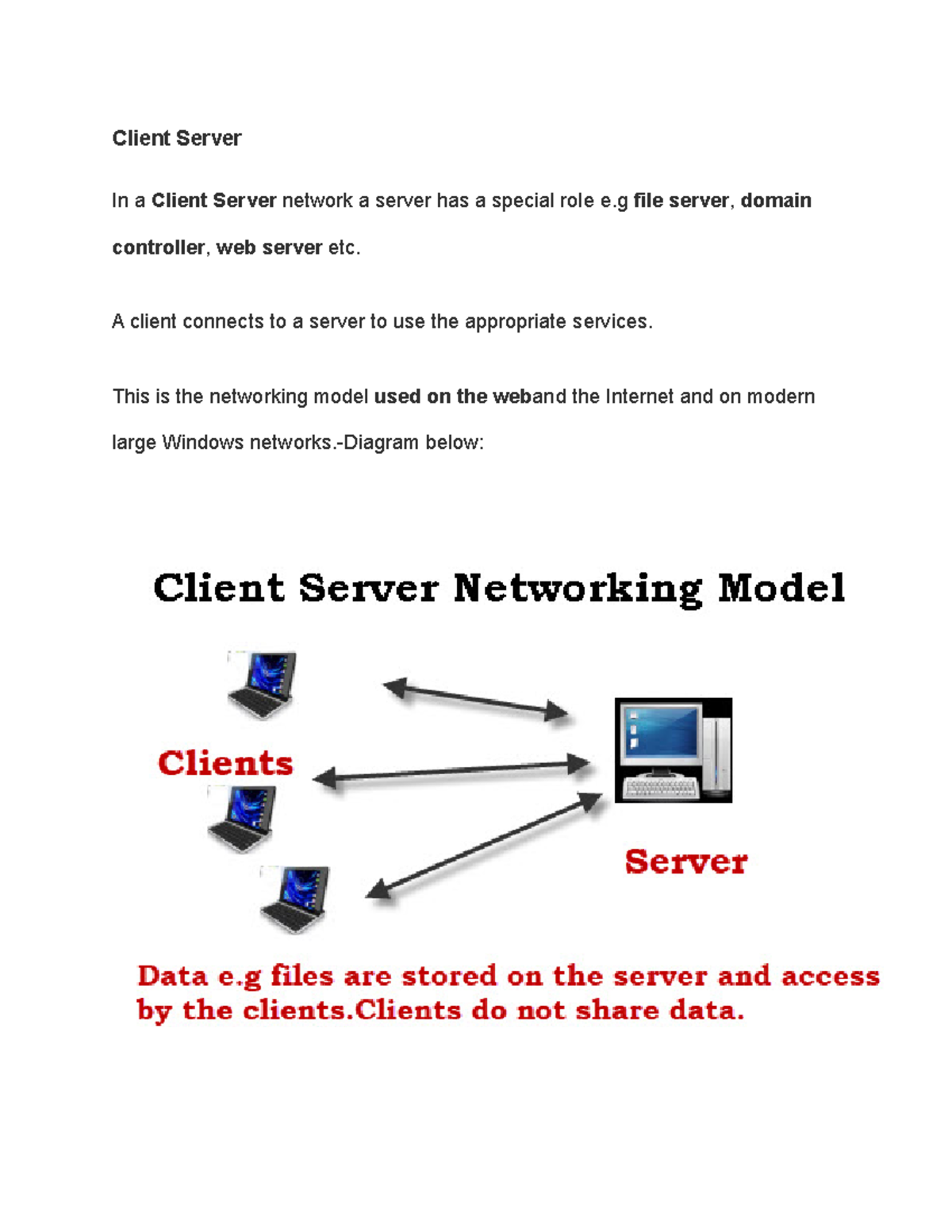 Client Server - Study Material - Client Server In a Client Server ...