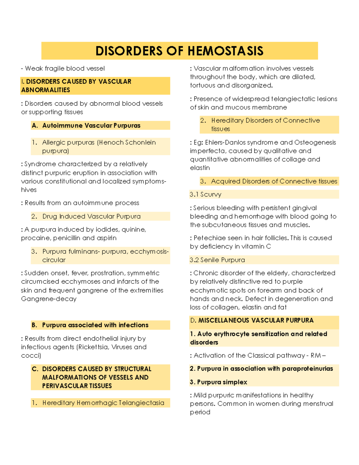 Disorders of Hemostasis - DISORDERS OF HEMOSTASIS Weak fragile blood ...