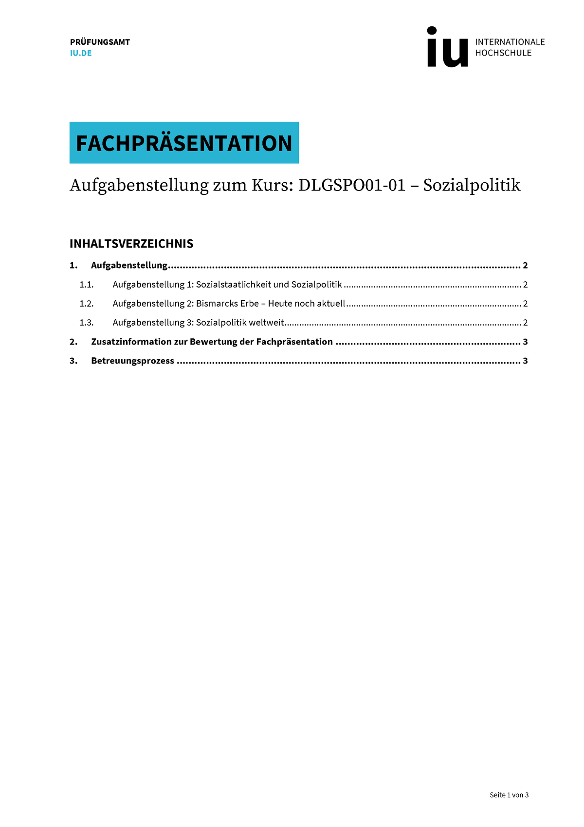 Aufgabenstellung Fachpräsentation Dlgspo 01-01 - Seite 1 Von 3 PR ...