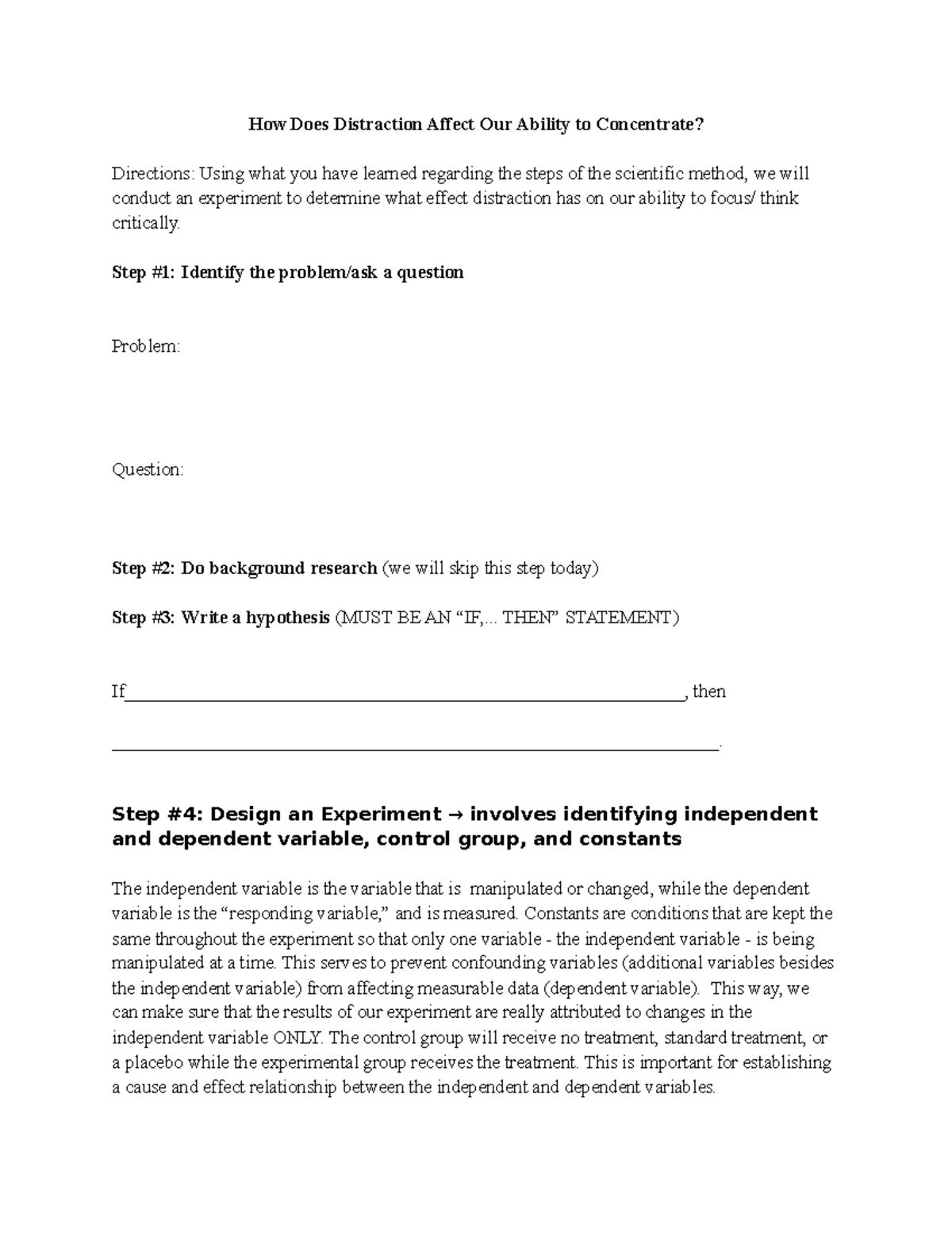 Distraction Lab - Lab Assignment - How Does Distraction Affect Our 