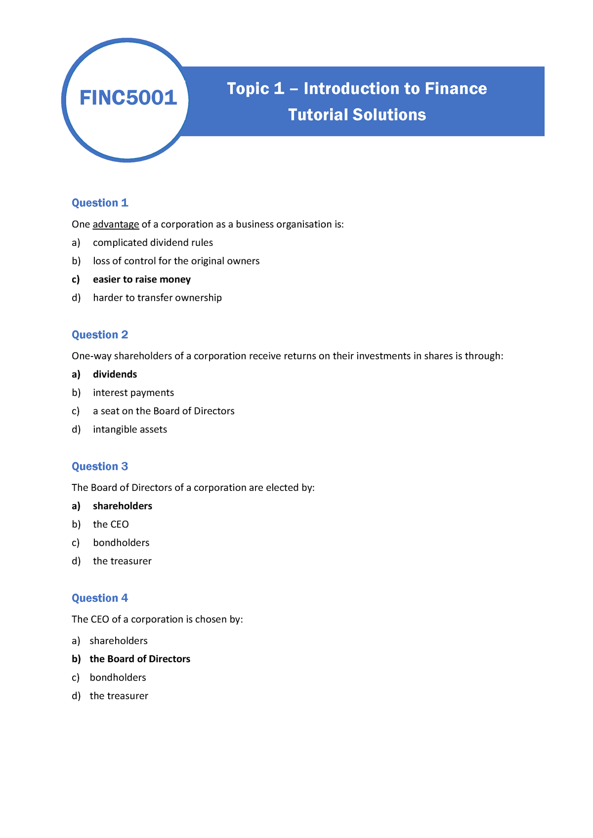 Topic 1 Tutorial Solutions - Warning: TT: Undefined Function: 32 ...