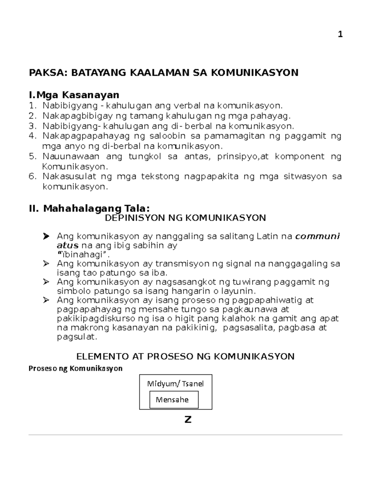 Module 4 - PAKSA: BATAYANG KAALAMAN SA KOMUNIKASYON I Kasanayan ...