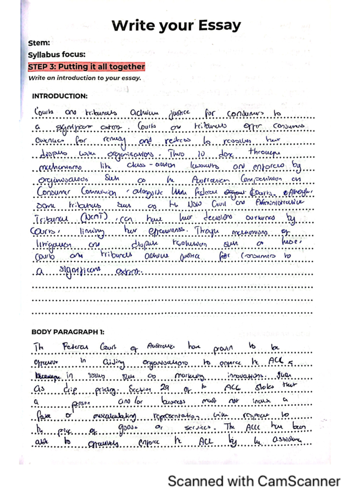 Consumer Law Essay - Write your Essay Stem: Syllabus focus: STEP 3 ...