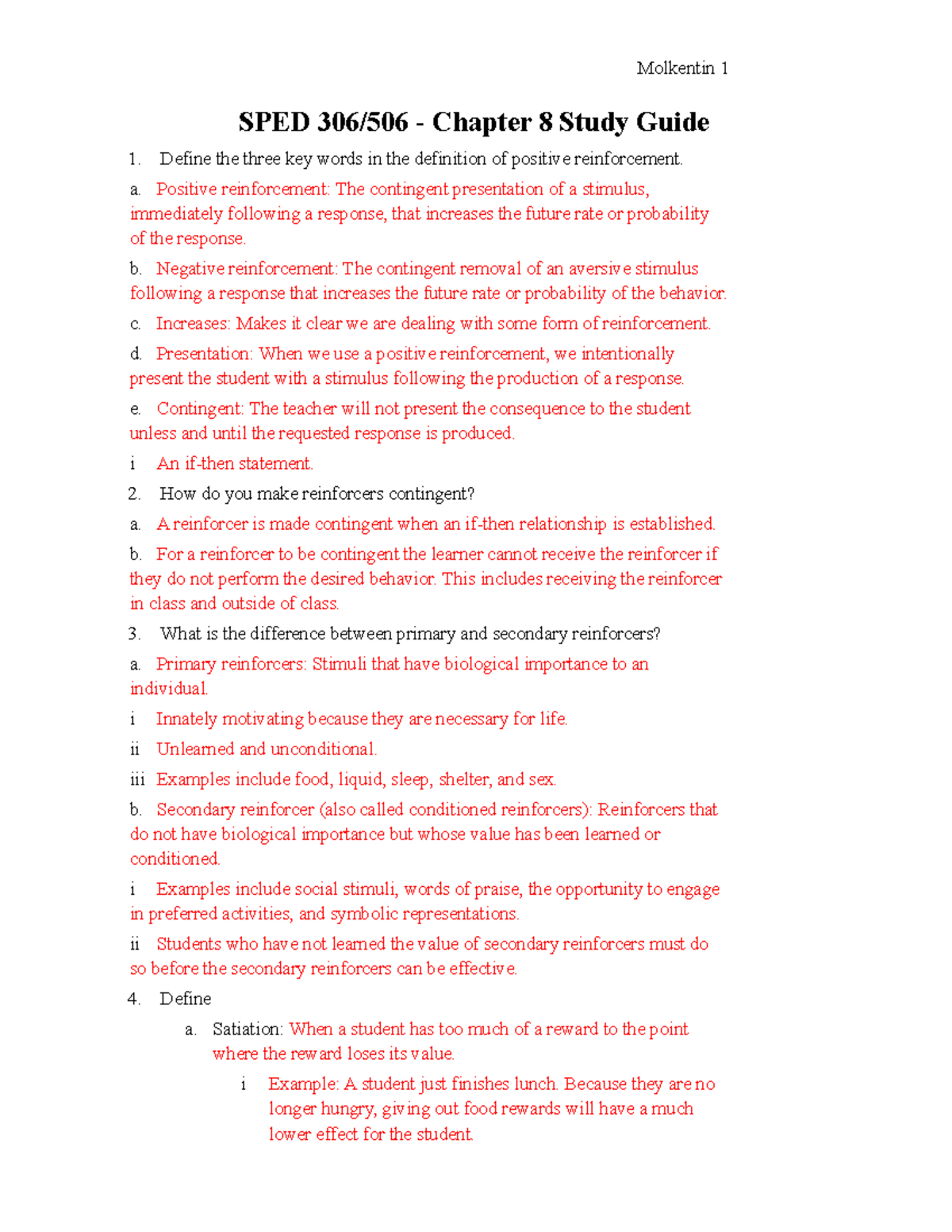 Chapter 8 Study Guide - SPED 306/506 - Chapter 8 Study Guide Define the ...