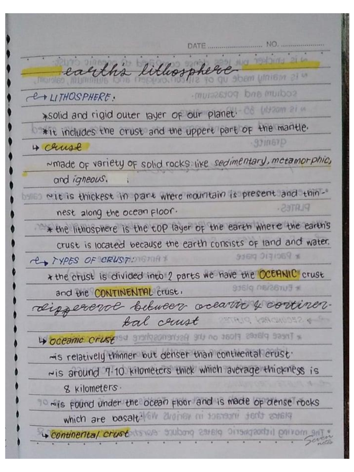 Q1 G10 Earth'S Lithosphere Notes - Earth Science - Studocu