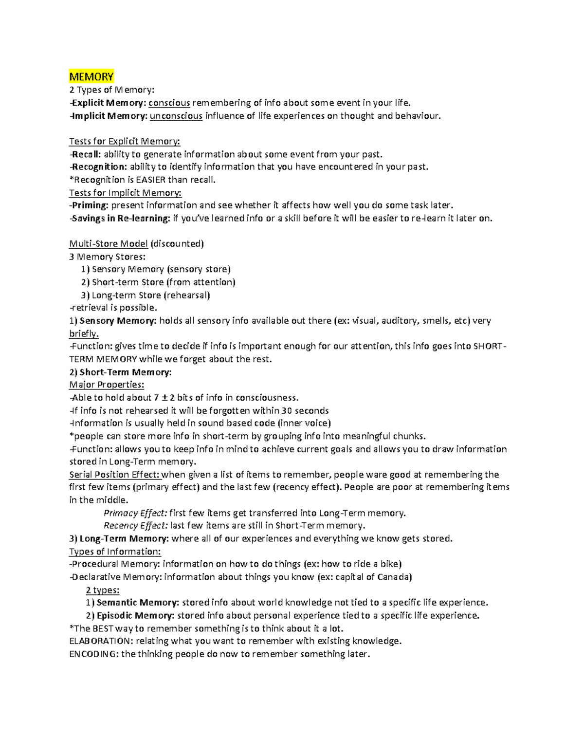 lecture-notes-exam-4-6-memory-2-types-of-memory-memory-conscious