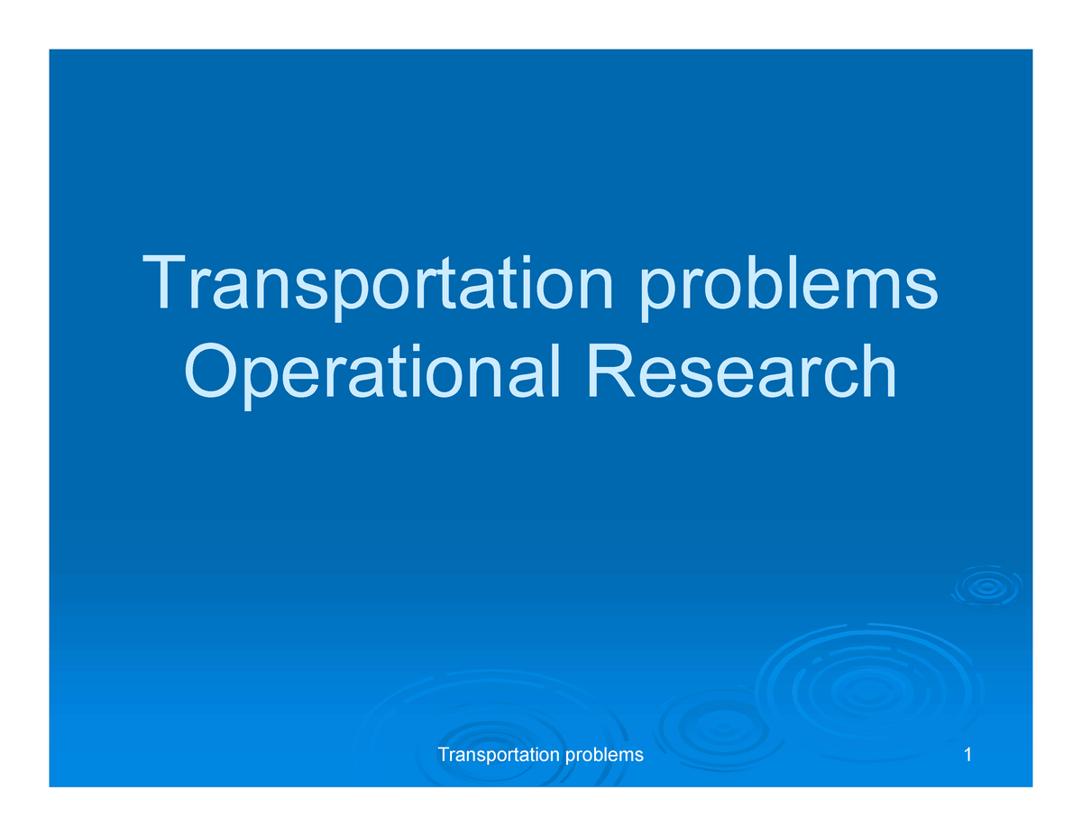 a literature review of transportation problems