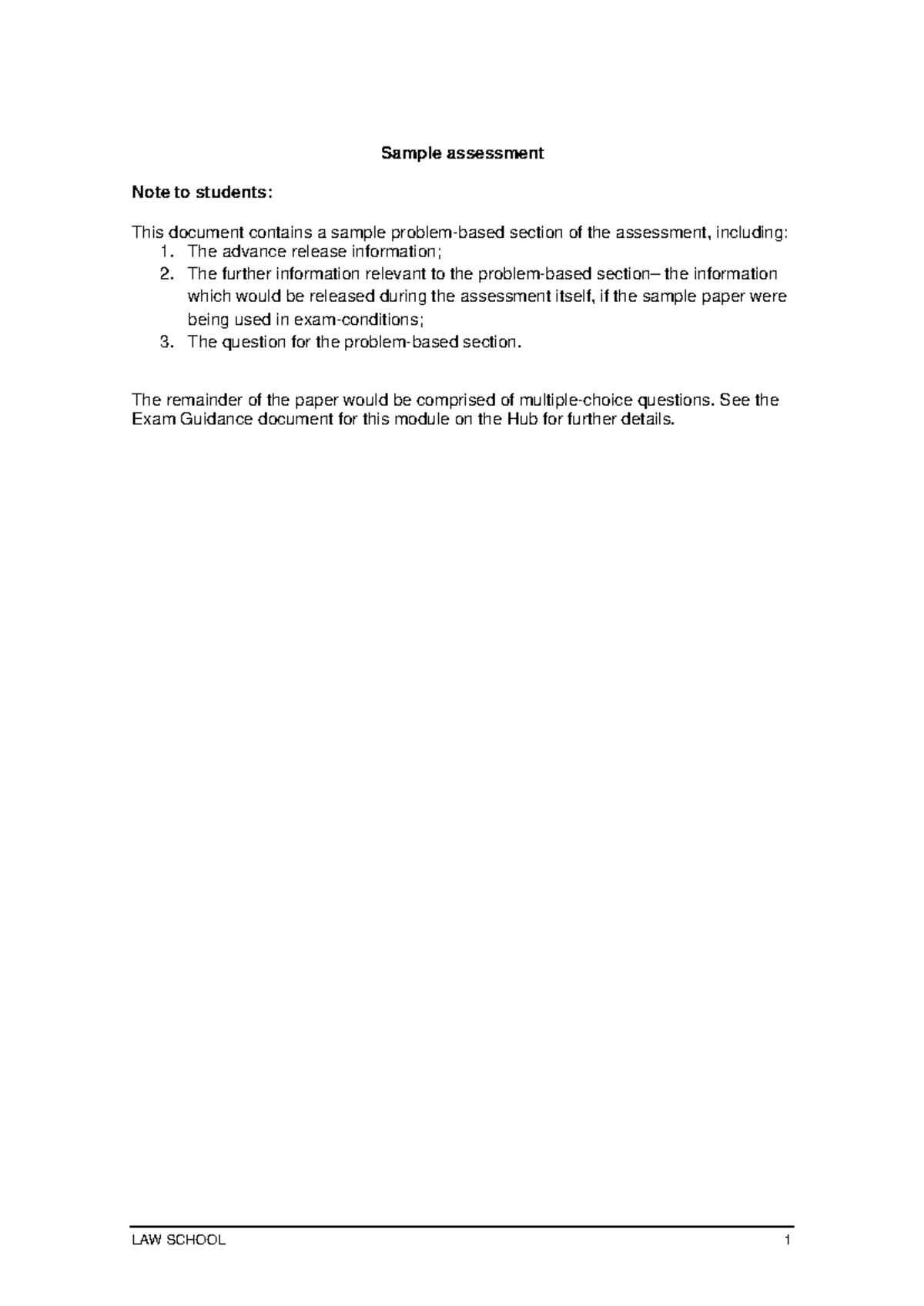 Contract Law Sample Assessment - Sample assessment Note to students ...