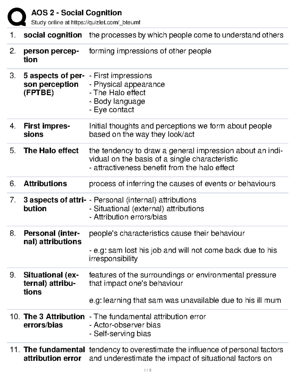 AOS 2 Social Cognition KEY Terms - Study Online At Quizlet/_bteumf ...