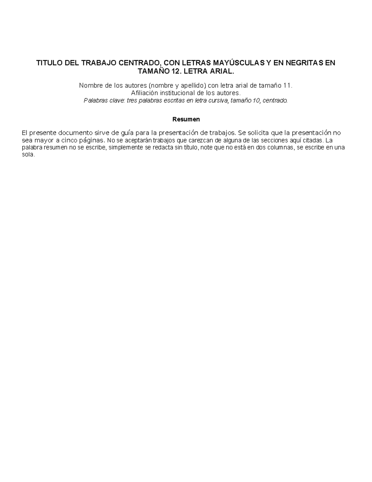 Modelo Informe - CUADRO - TITULO DEL TRABAJO CENTRADO, CON LETRAS ...