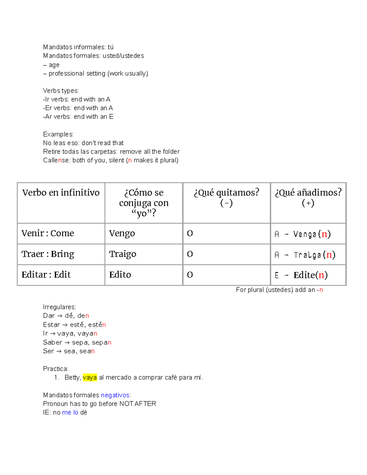 Mandatos Formales - Formal Commands - Mandatos Informales: Tú Mandatos ...