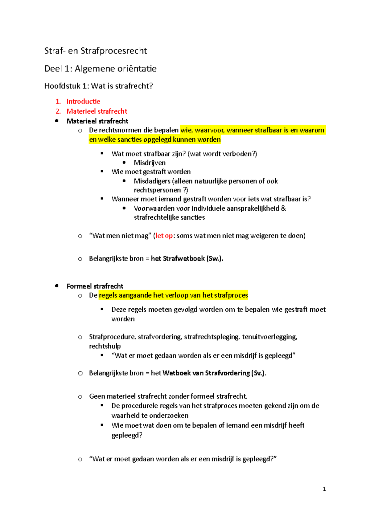 Straf En Strafprocesrecht Deel 1 En 2 - Straf- En Strafprocesrecht Deel ...