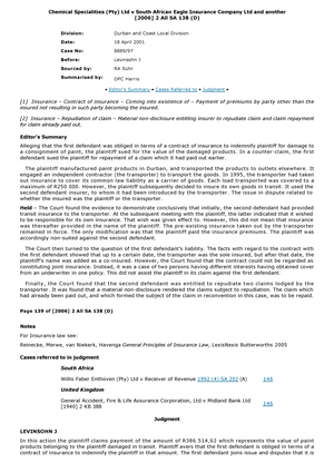 Law Of Insurance Notes - Law Of Insurance (loi 431) Part A: Validity Of 